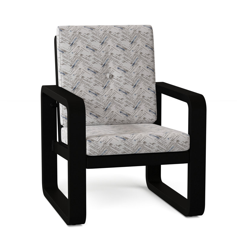 Vale Outdoor Dining Armchair, Impact Vapor Gray Sunbrella®, Textured Black