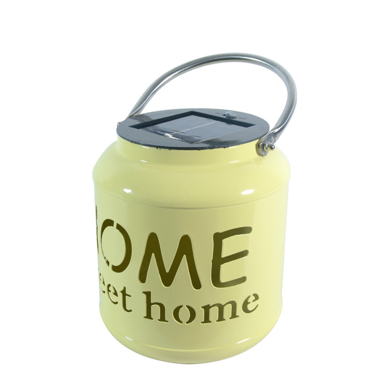8'' Off-White Aluminum Solar Powered Outdoor Lantern