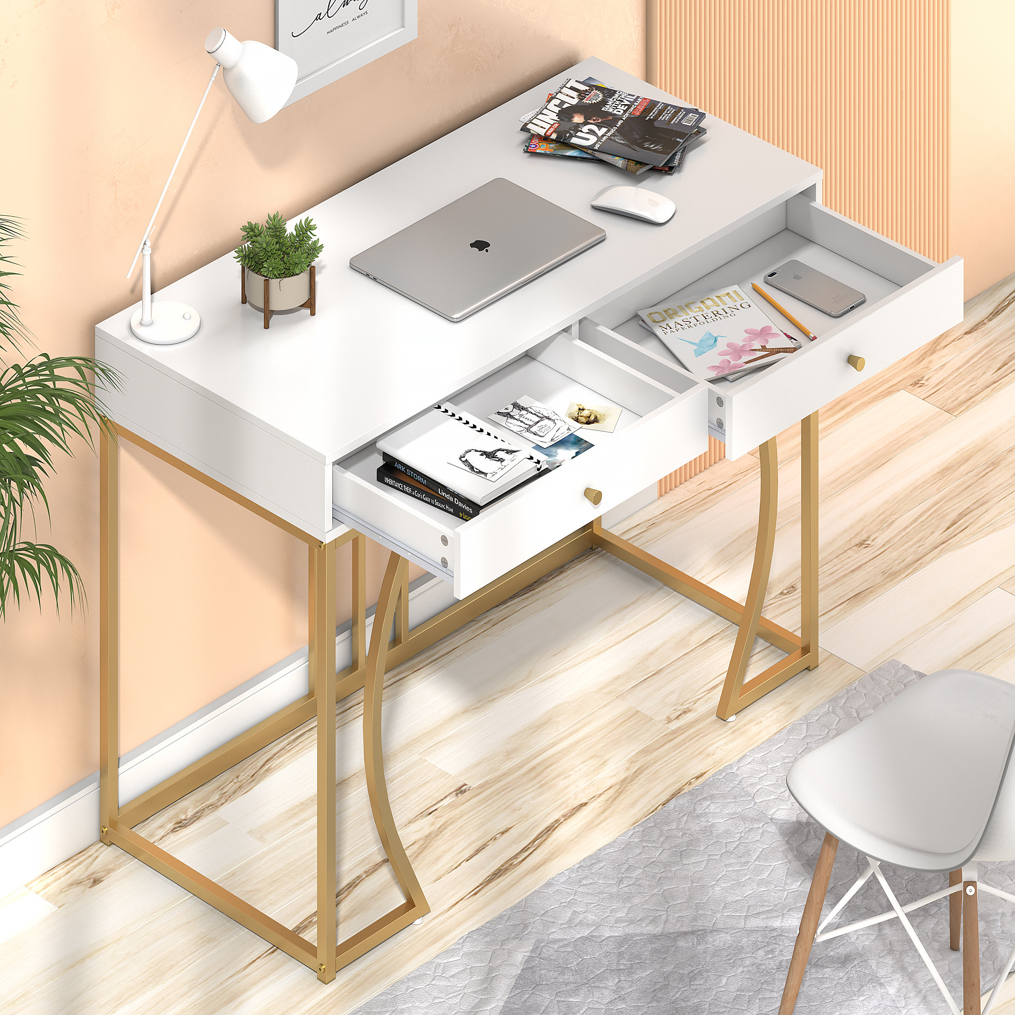 Ivy Bronx Noail 43.31'' W Rectangle Computer Desk & Reviews - Wayfair ...