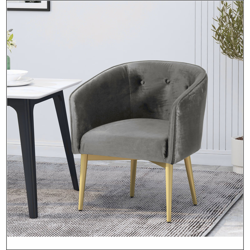 Fauteuil gris capitonné à 4 pieds Eudia, Gris