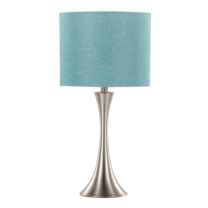 Contemporary Accent Table Lamp, Silver, Turquoise