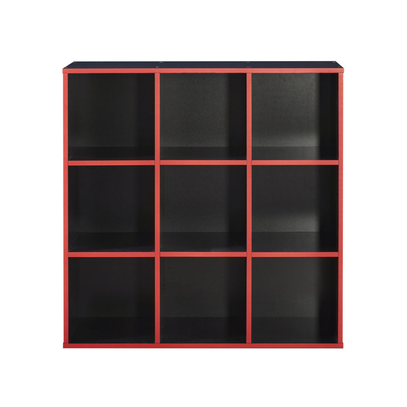 Marziah 92cm W Manufactured Wood Shelving Unit, Black/Red