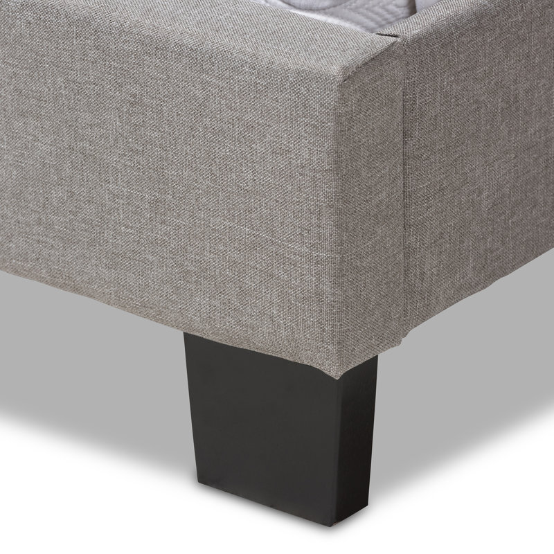 Lit tapissier capitonné standard à profil bas Baconton, Double, Gris