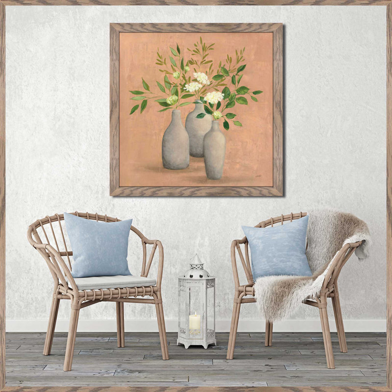 Bouquet naturel II - Peinture, Cadre taupe délavé, H 31,5 po x l 31,5 po x P 1 po