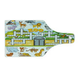 Ambesonne Word Search Game Tempered Glass Cutting Board Zoo Theme Multicolor