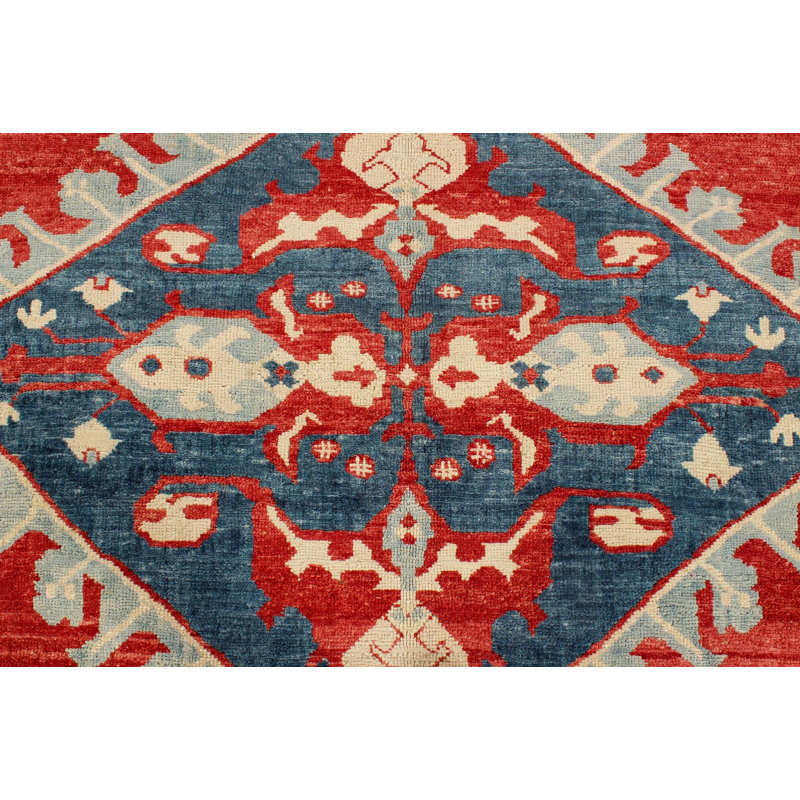 Tapis tribal turc 7 x 10 rouille et bleu