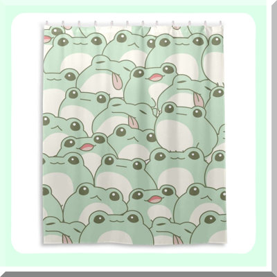 FroggySplash Waterproof Shower Curtain - Cute, Washable, with 12 Hooks for Home & Hotel Bathrooms