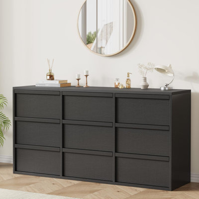 Modern 9 Drawer Dresser Storage Cabinet with Deep Drawers & Wide Tabletop for Bedroom, Living Room, Entryway