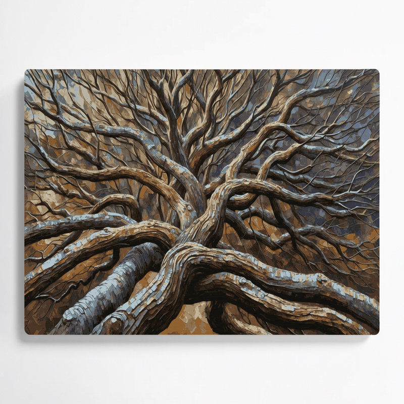 Art mural en métal avec branches de frêne botaniques, H 144 po x l 216 po x P 0,05 po