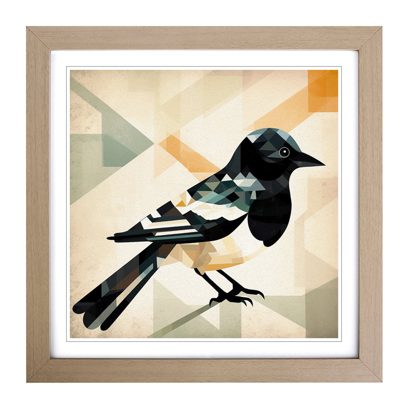 Magpie Bauhaus No.1 - Framed Print, Oak