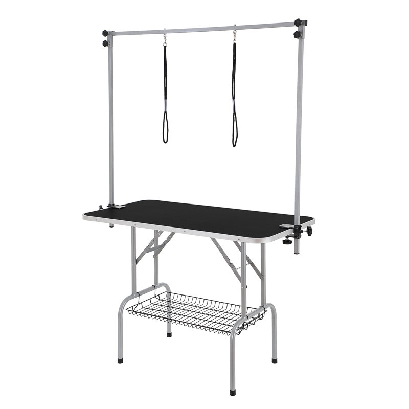 Black Stainless Steel Pet Grooming Table with Clamp