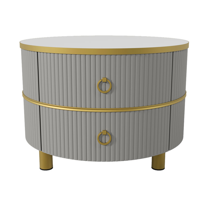 Agatia Frame Coffee Table with Storage, Gold/Grey, Brown/White