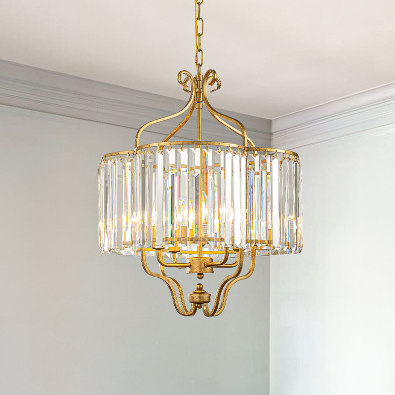 Luminaire suspendu de style lustre contemporain en cristal Glam de 4 po Miosotis