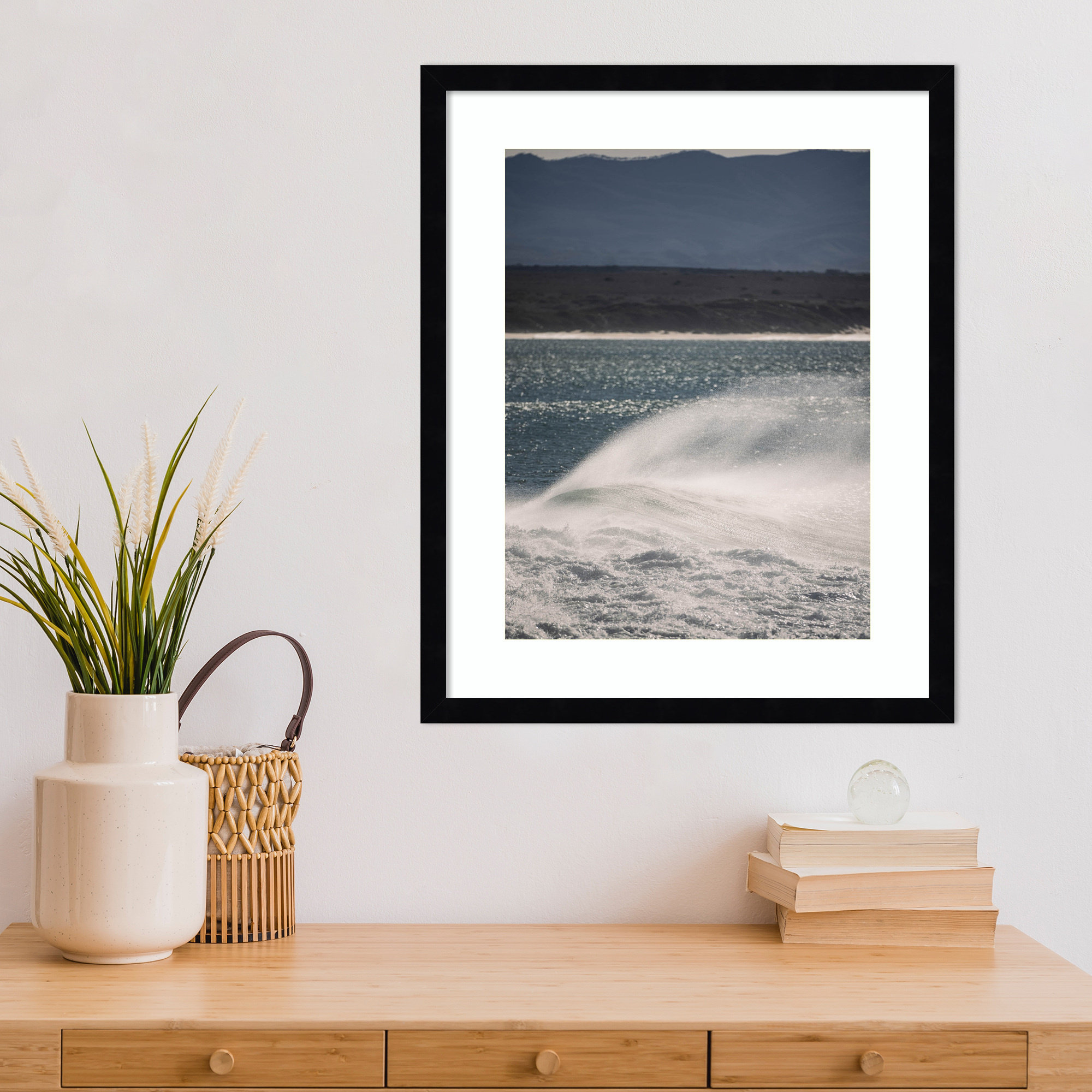 Sea Spuit by Shot by Clint Wood Framed Wall Art Print, Black , 21" H x 17" W