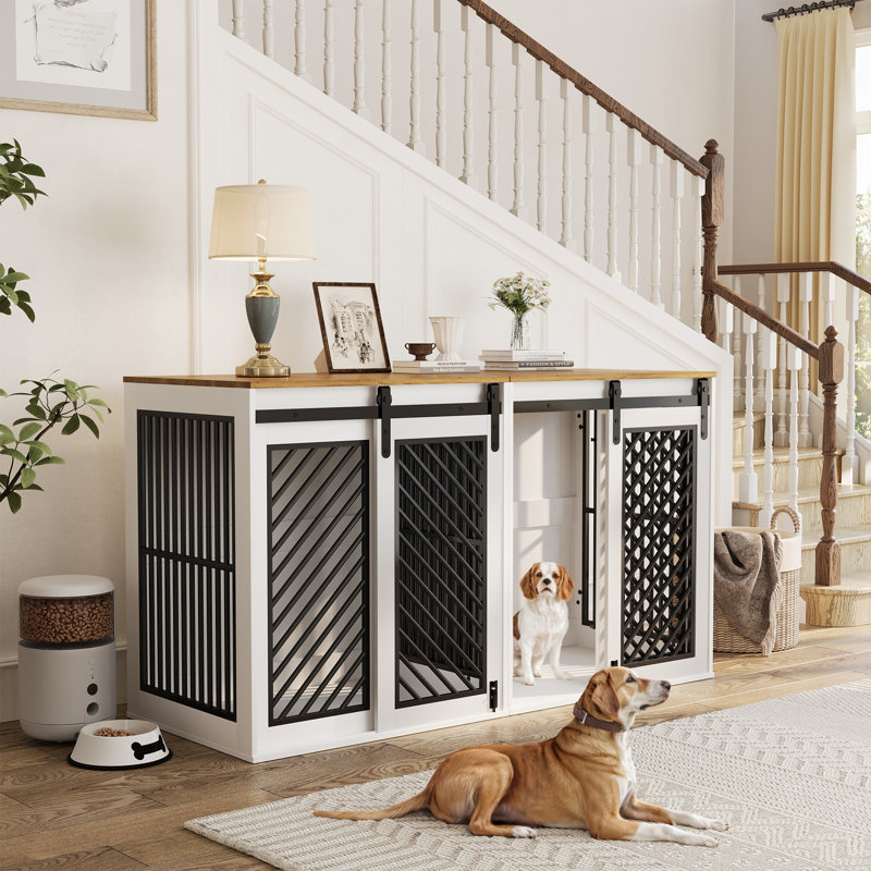 Furniture Mobilier de cage pour chien de grande taille séparable de 61 po avec paravent - conception polyvalente pour plusieurs chiens🐶 et espaces