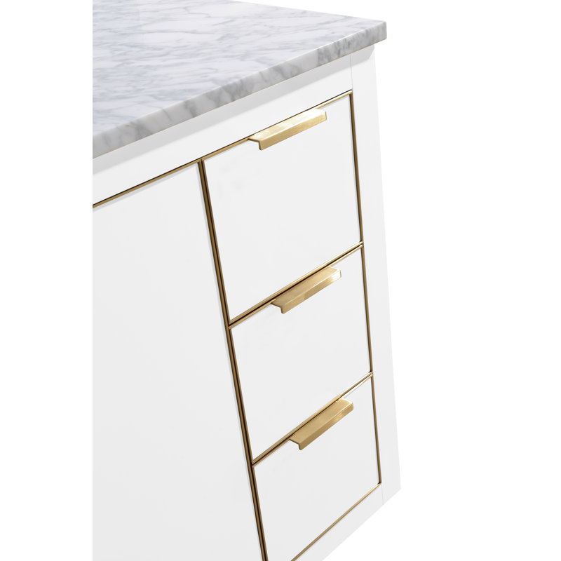 Austen 49'' W Single Vanity, Carrara White Marble/Silver, White