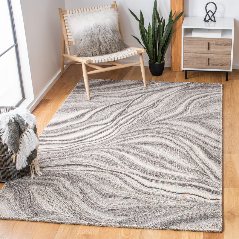 Tapis abstrait en laine et coton touffeté à la main Albria, Rectangle 6 pi x 9 pi