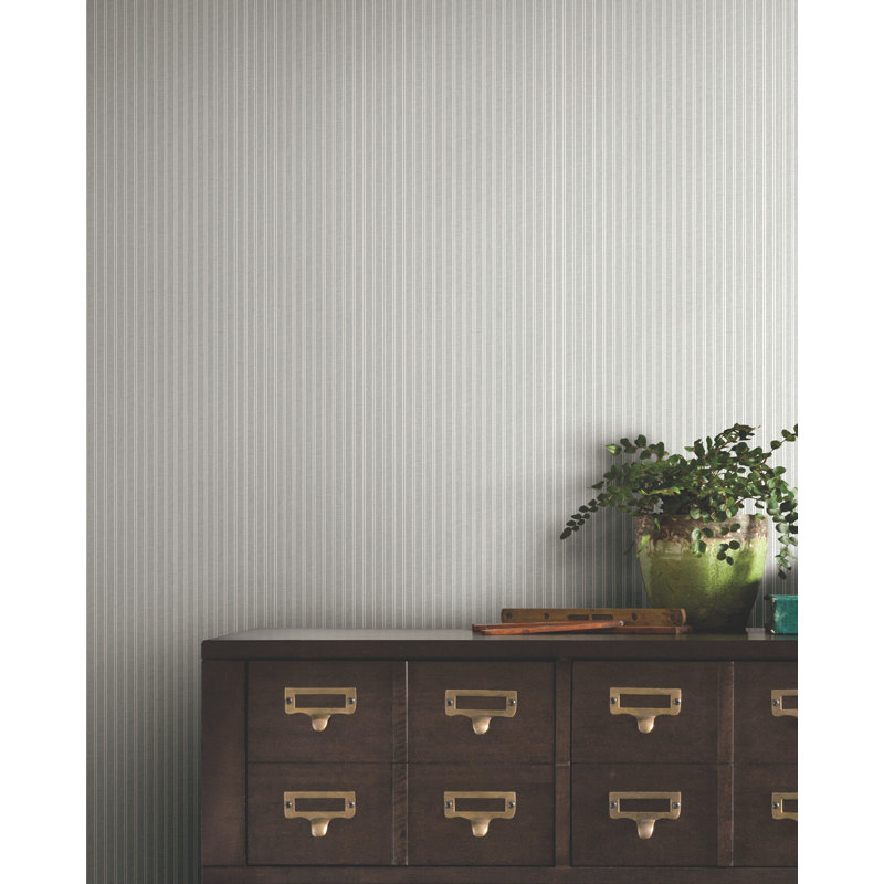 Papier peint gris à rayures Ticking, Gris