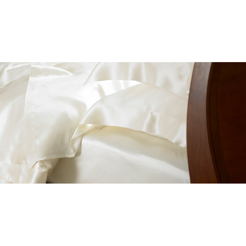 Signature Silk Satin Flat Sheet, 112" W x 112" L, Ivory