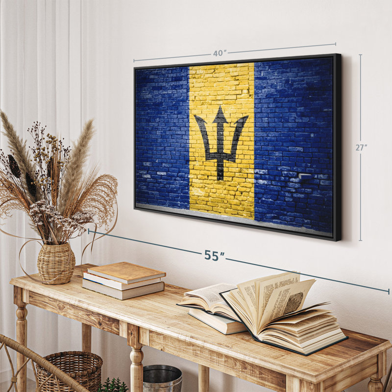 Drapeau de la Barbade, impression sur toile Graffiti, H 27 po x l 40 po