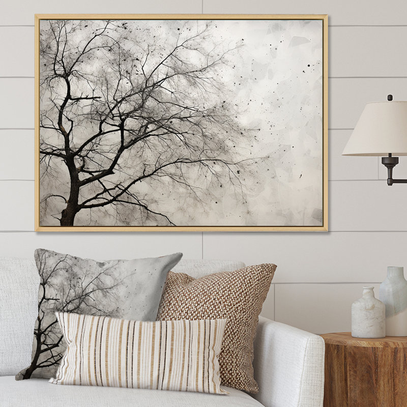 Minimalisme, arbre blanc, pin, rêve I - arbre pin, estampes murales encadrées, Silver Picture Framed, 34" H x 44" W