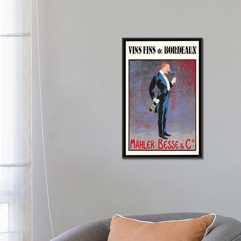 « monocle », affiche rétro sur toile, H 26 po x l 18 po x P 1,5 po, Toile avec cadre flottant noir, Pas de tapis