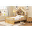 Lit double pleine grandeur en bois avec tablette de rangement pour tête de lit, naturel-130430089-130430092