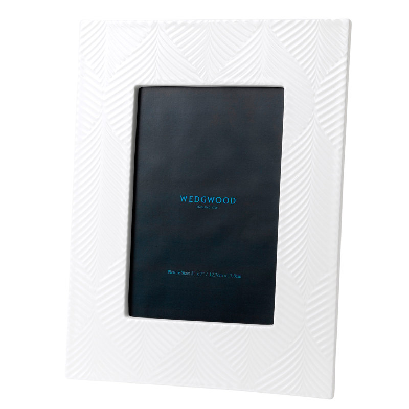 White Porcelain 5x7 Picture Frame with Embossed Motifs