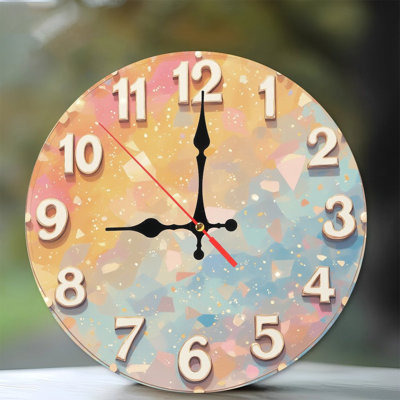 Numbers On Pastel Terrazzo Clock
