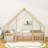 Wood Floor Bed With Safety Guardrails, House-Shaped Design-1360141053-1360141054