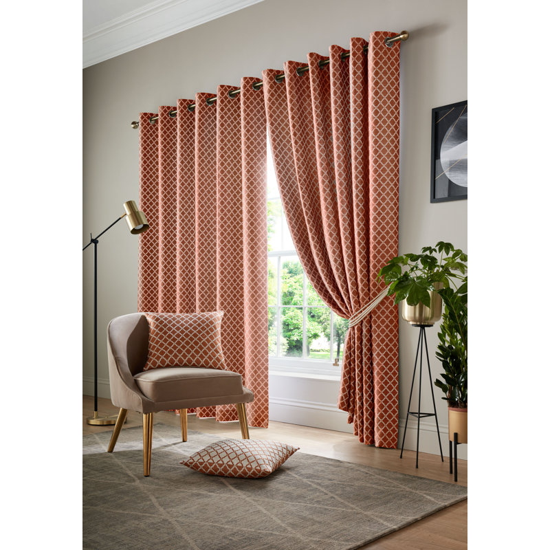 Dareece Cotswold Eyelet Ring Top Curtains, Width 116 x Drop 137 cm, Orange