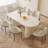 55.11" Modern Rectangle Cream White Dining Table Set with 6 Chairs for Kitchen, Bar, Living Room-418289499-423033009