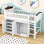 Lit mezzanine en bois avec garde-robe et tête de lit à DEL-1244682096-1244682103