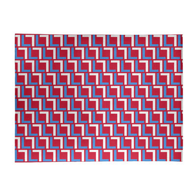 Tapis géométrique rouge / bleu / blanc