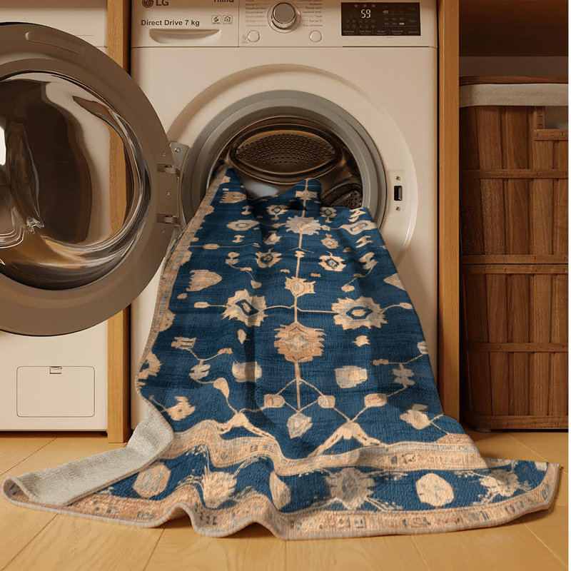 Tapis brun lavable à la machine, Carré 8 pi