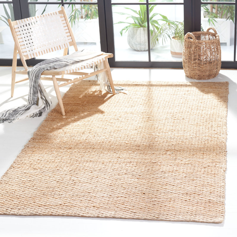 Branddon Natural Fiber Hand Woven Jute Rug, Rectangle 5' x 8'