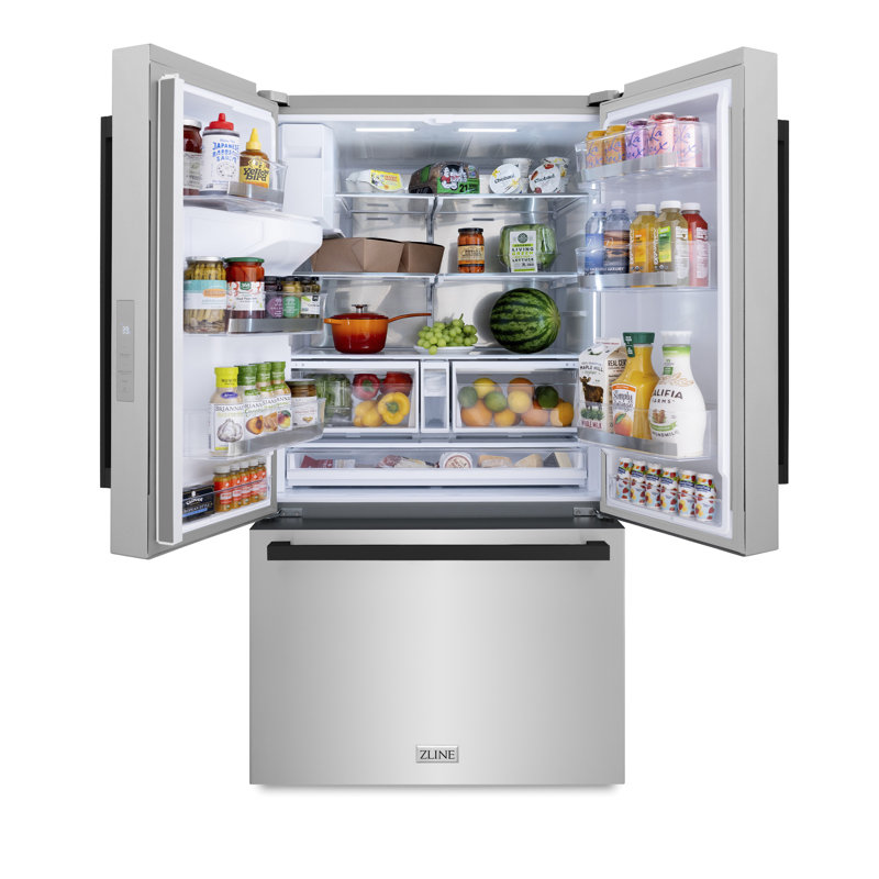 ZLINE Autograph 36 in. 28.9 cu. ft. Standard-Depth Refrigerator with Matte Black Modern Handles