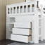 Lit mezzanine simple pour petit espace en bois d'hévéa massif avec rangement intégré et bureau coulissant-129769801