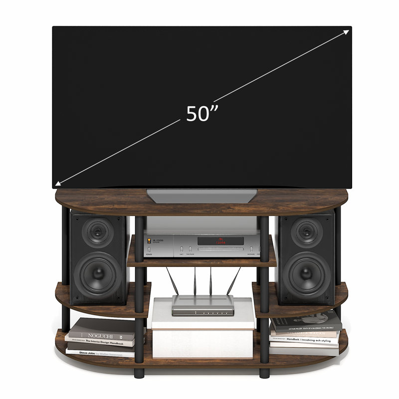 Alpine TV Stand for TVs up to 48", Amber Pine/Black