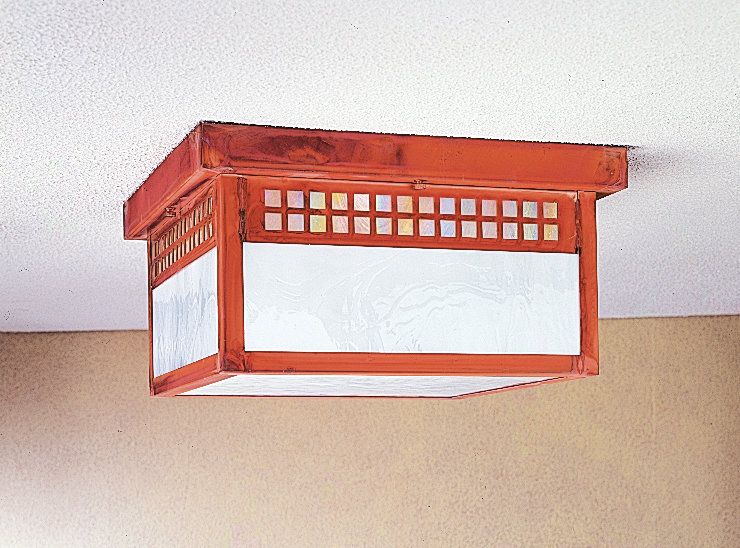 Glasgow Flush Mount, 7.25" H x 12" W, Off White, Raw Copper