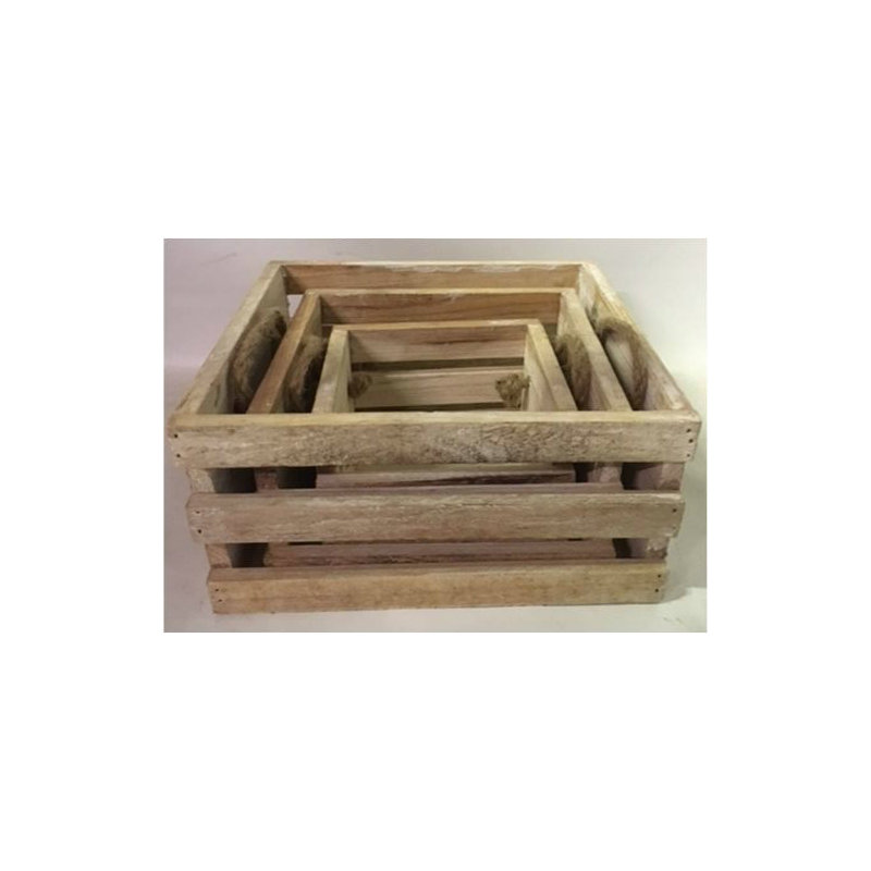 Ensemble de casiers 3 pièces en bois massif carré