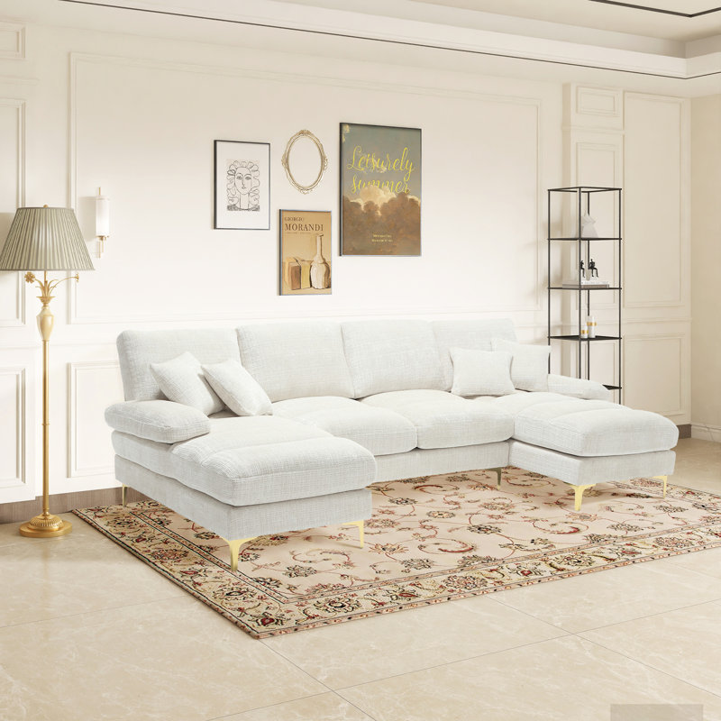 Canapé modulaire en chenille Aredale, Chenille beige