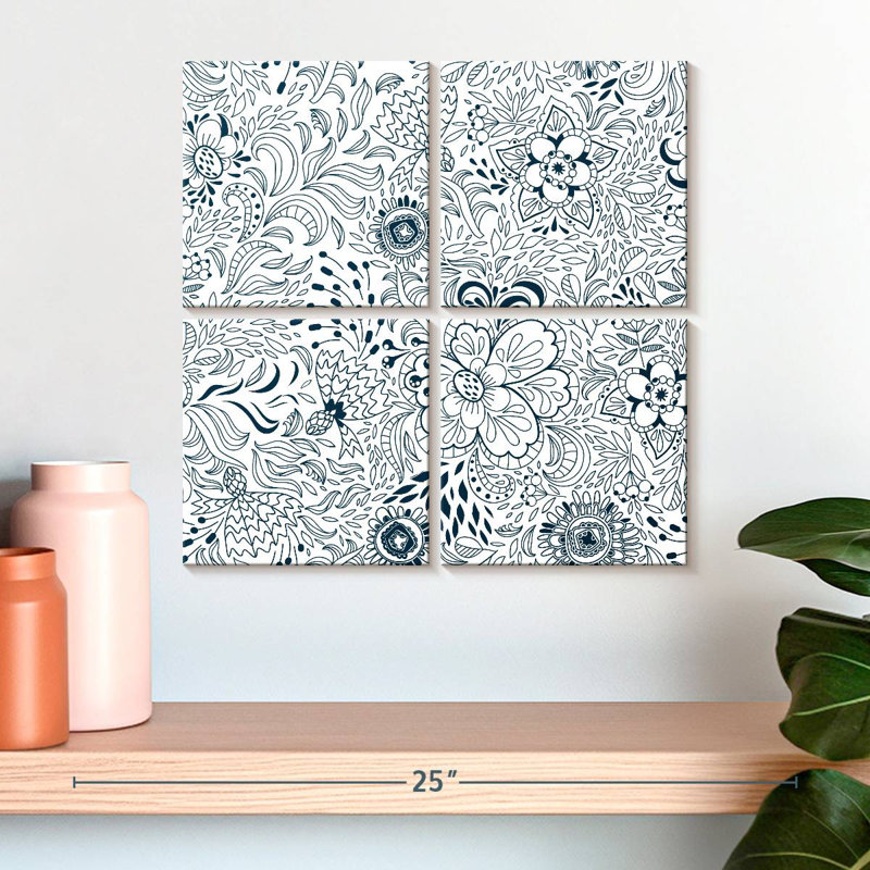 Kerner Abstract Doodle Flowers, 18" H x 18" W