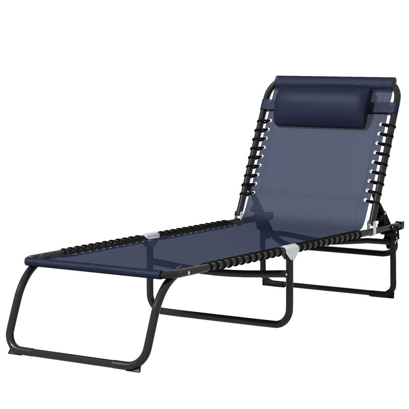 Chaise longue pour bronzer - dossier réglable 4, filet respirant bleu foncé pour siège de piscine pliable, détente en plein air