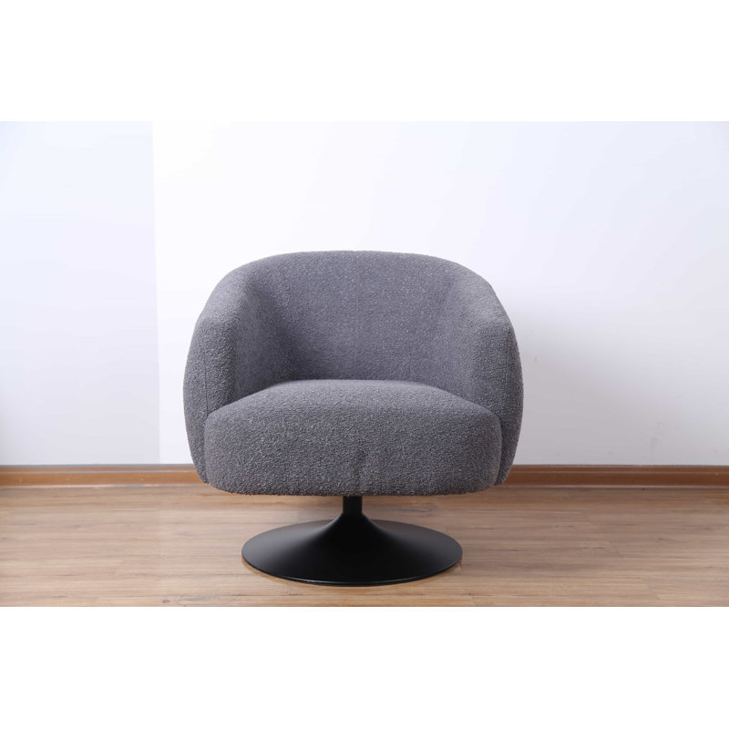 Abrahim Upholstered Swivel Barrel Chair, Gray