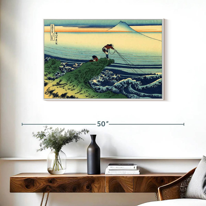 Kajikazawa dans la province de Kai, Cadre flottant blanc, 37 po x 25 po