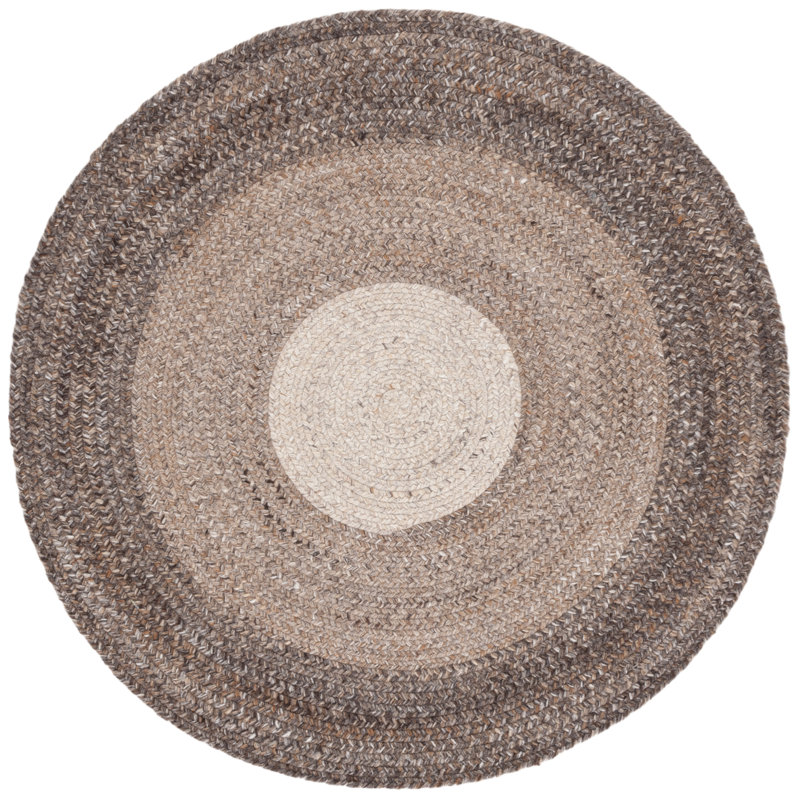 Tapis géométrique tressé à la main Bra7, Rond 5 pi