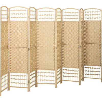 Paravent 8 panneaux pliable, solution d'intimité autoportante avec un élégant paravent en papier tissé, cloison pour espace personnel temporaire, double face et conception à passage d'air
