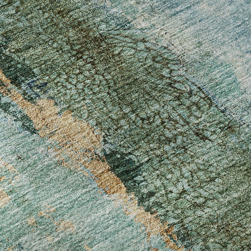 Premium Machine Washable Cerrito AMF605 Blue Rug, Rectangle 1'8" x 2'6"