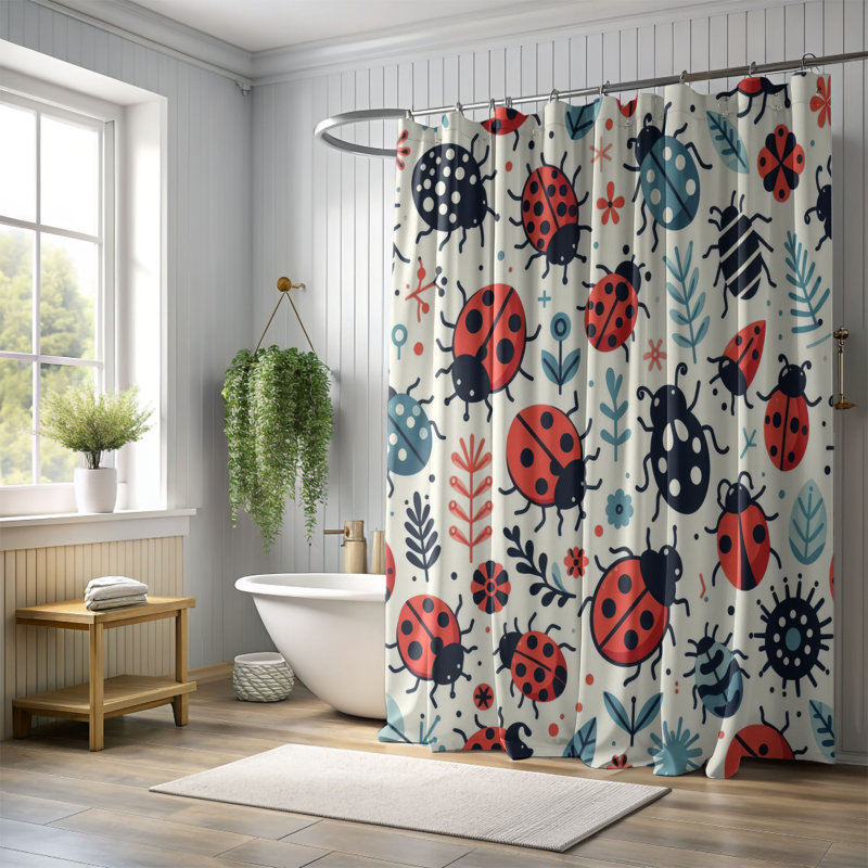 Minimal Bug - rideau de douche standard 1 pièce, H 74 po x l 71 po